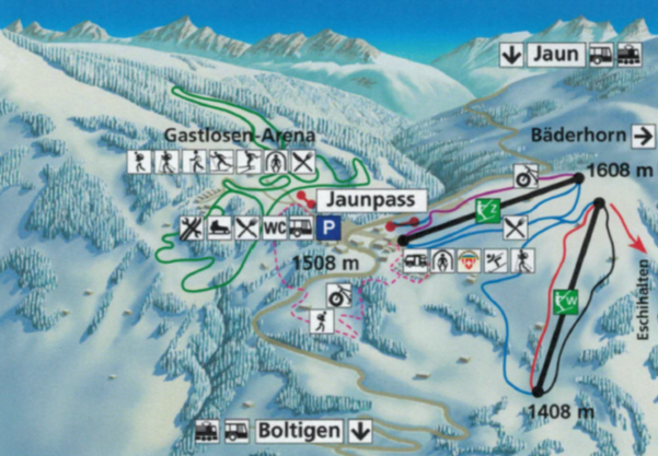 Situationsplan Jaunpass Schneekarte